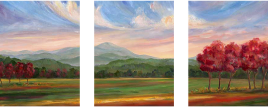 Triptych - Pisgah in Red and Gold