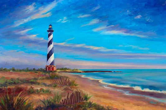 Evening view of the Cape Hatteras Lighthouse on the North Carolina Outer Banks.