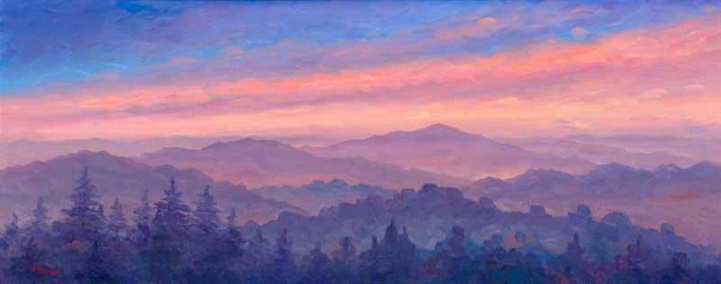 View of Cold Mountain at sunset from the Blue Ridge Parkway.