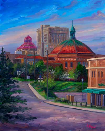 View down Charlotte Street in Downtown Asheville North Carolina