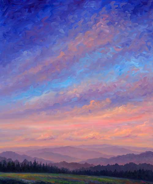 Soft sunset colors over the Misty mountains of Western North Carolina.