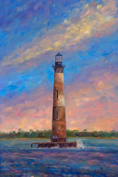 Morris Island Lighthouse near Charleston and Folly Beach South Carolina.