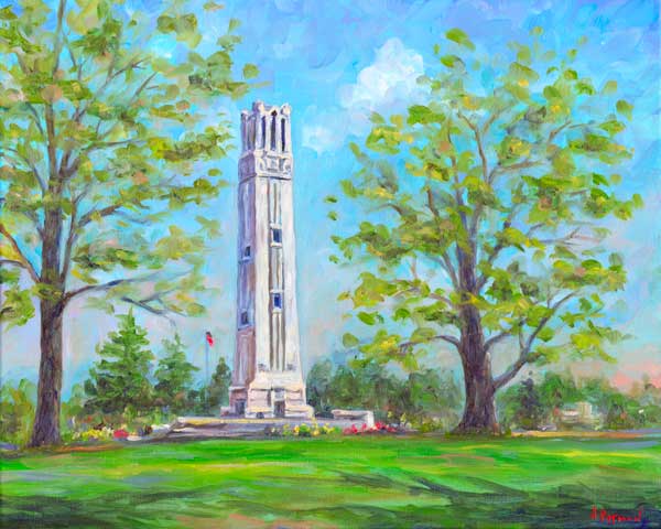 The Bell Tower at North Carolina State University. NCSU Wolfpack in spring time.