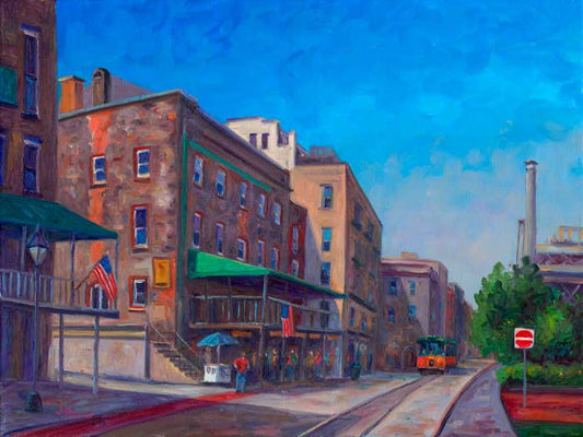 View along River street Historic Downtown Savannah Georgia