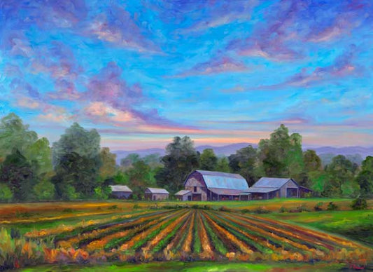 Farm and sunset along Glenn Bridge Road