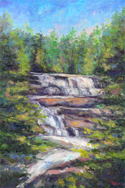 Triple Falls in Summertime at Dupont State Park near Brevard and Hendersonville NC.