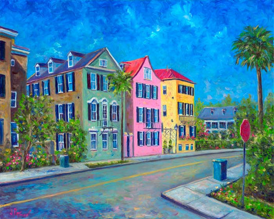 Charleston Houses Corner of Meeting St and Atlantic Oil Painting Artwork