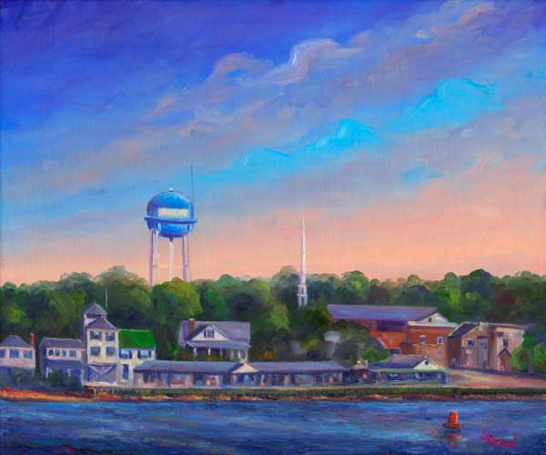 View of downtown Southport North Carolina from the Bald Head Island Ferry.