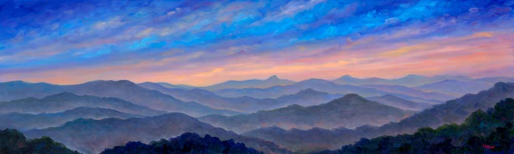 Panoramic view of Table Rock and Hawksbill from Highway 321 near Blowing Rock North Carolina.