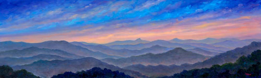 Panoramic view of Table Rock and Hawksbill from Highway 321 near Blowing Rock North Carolina.