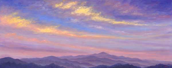 Colorful sweeping cloud formation over Mt Pisgah near Asheville, NC