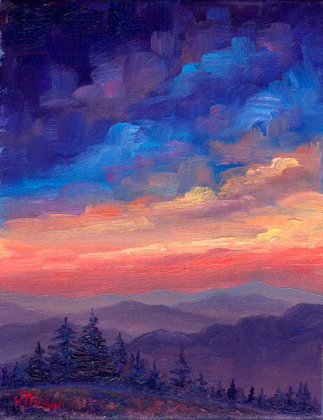 Appalachian Sunset Oil Painting Mountains