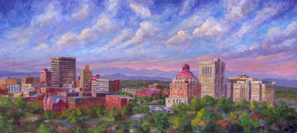 Painting of Asheville NC Skyline Art