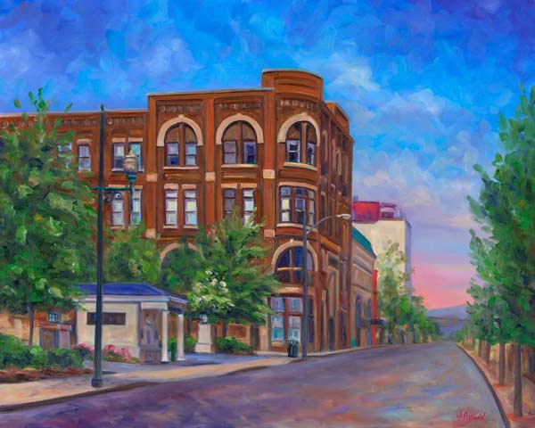 Painting of the Drhumor Building - oldest in Asheville drummer