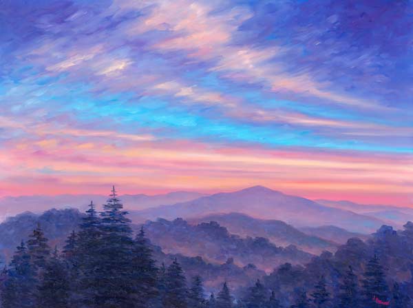 Cold Mountain NC Oil Painting Sunset Sky