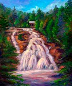 Painting of High Falls in Dupont State Park near Asheville