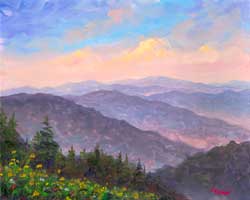 Mountain Ridge Flower Painting Appalachian
