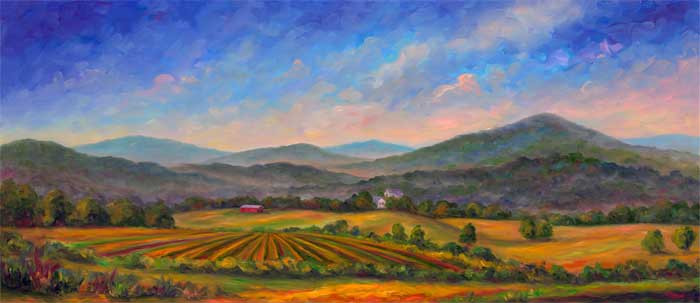 Mills River Valley Panoramic Oil Painting