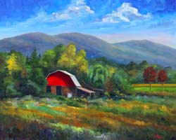 Red Barn Painting and Prints