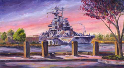 USS Battleship North Carolina Oil Painting on canvas Prints Giclee