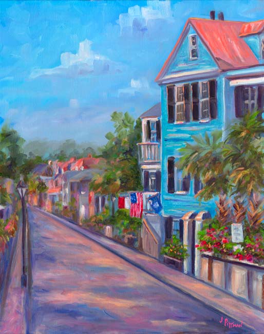 COlorful Homes along Water Street in Charleston