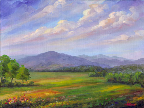 Oil Painitng of Cades Cove Smoky Mountains