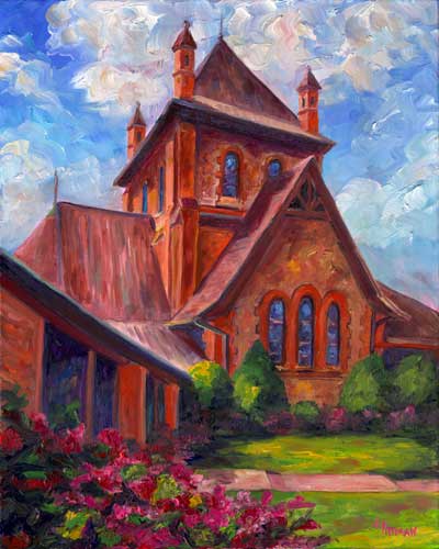 cathedral of All Souls Church Historic Biltmore Village Art and Prints - Asheville NC Oil Painting on Canvas