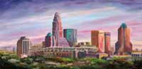 Charlotte Skyline Painting Oil on canvas Limited Edition Print and Giclee Reproduction by Artist Jeff pittman
