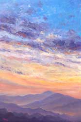 Yellow Sunset Mountain Ridges Art