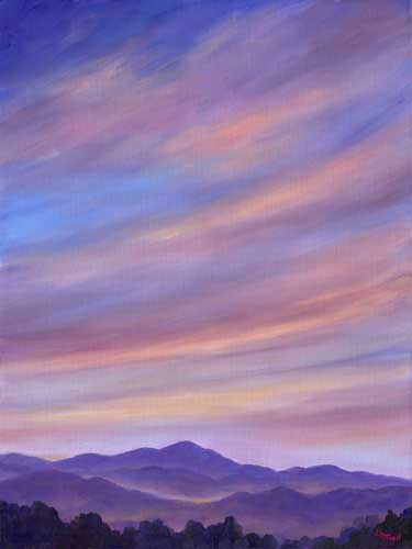 Indigo Sky Oil Painting of Asheville Mountains