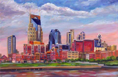 Nashville skyline painting art 