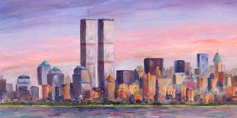 New York Skyline Painting - NYC Oil on Canvas Limited Edition Print and Giclee Reproduction by Artist Jeff Pittman