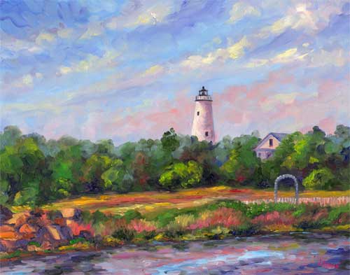 Ocracoke Island Lighthouse Oil painting on Canvas