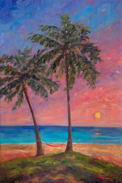 Palm Trees and Hammock Painting and prints Art