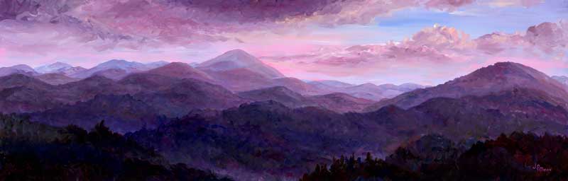 "Pisgah Panorama" Large Panoramic view of Mt. Pisgah - From Asheville NC Oil Painting on Canvas