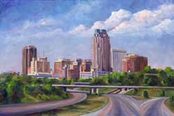 Raleigh Skyline Oil Painting Art