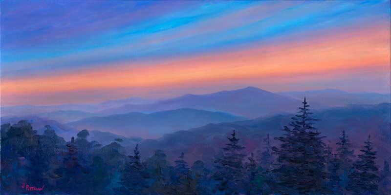 Glowing Ridges Panoramic Oil Painting
