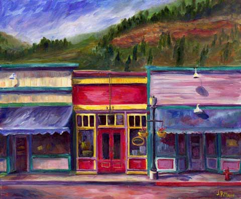 Roma Bar - Colorado Avenue in Telluride Oil Painting on Canvas