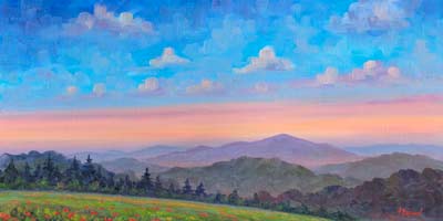 Summer Mountain Ridge view painting artwork