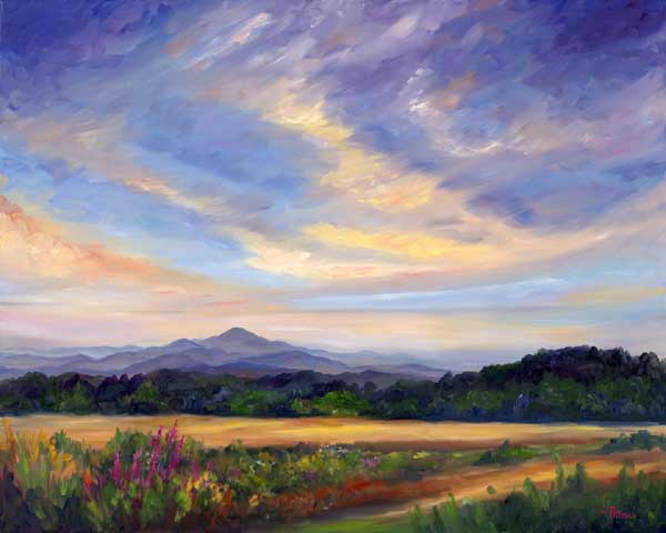 "Taste of Spring" View of Mount Pisgah from Hwy 25 in Arden, NC Near Asheville Oil on Canvas