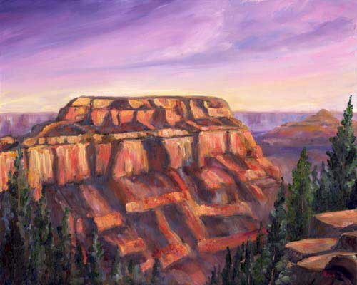 Wotan's Throne in the Grand Canyon - Oil Painting on canvas