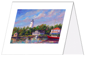 Lighthouse coastal paintings on notecards
